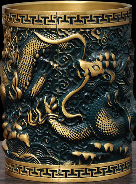 黄铜笔筒摆件教师节礼物送领导退休纪念品男礼物办公室桌面装饰品