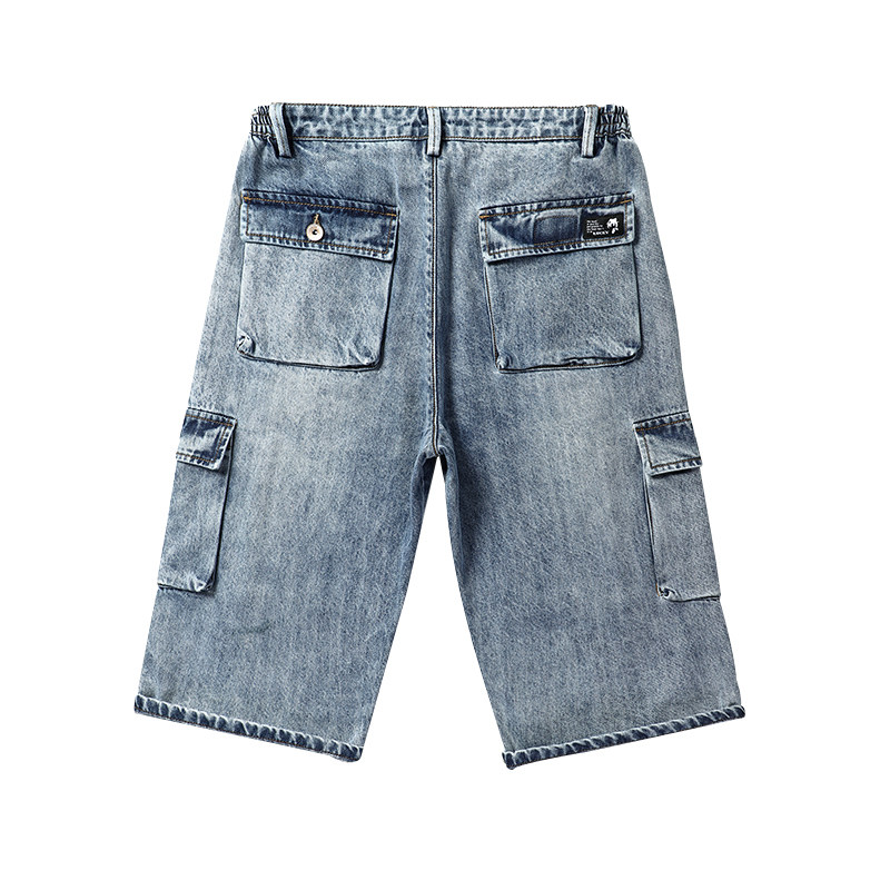 夏季薄款牛仔短裤男七分裤工装多口袋宽松紧腰多兜多包弹力7分裤5,淘宝优惠券,粉丝福利购,淘宝优惠卷