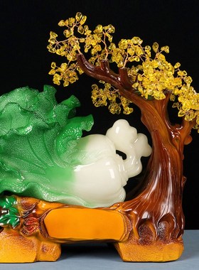 白菜摆件百财工艺品电视柜家居办公室店铺收银台装饰乔迁开业礼品