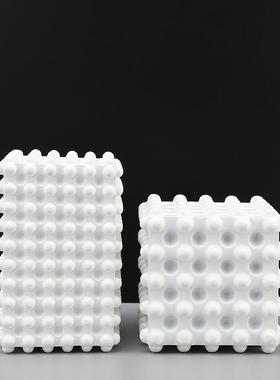 欧式积创意脂白色圆树堆球正方体摆件样板房售楼部2127卧室桌面装