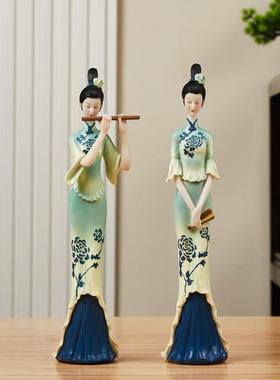 国BXM风客祇此青绿摆新中式古风仕女件高档厅玄关酒柜轻奢中艺术