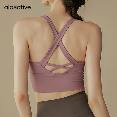 ALOACTIVE速干瑜伽服背心女防震聚拢裸感美背运动普拉提健身文胸 - 图2