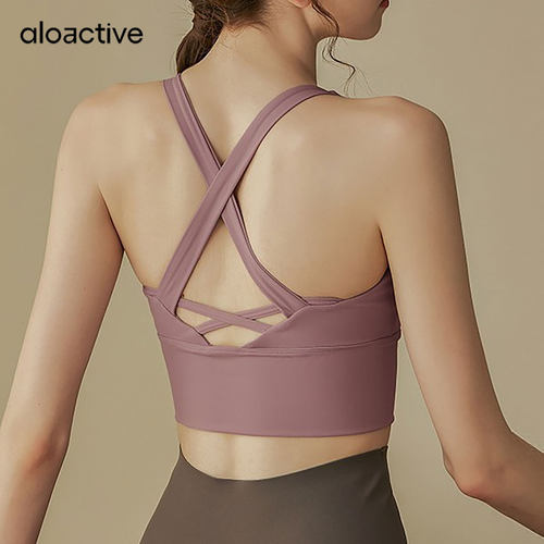 ALOACTIVE速干瑜伽服背心女防震聚拢裸感美背运动普拉提健身文胸 - 图1