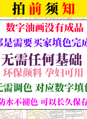 数字油画diy手工填色油彩画C现代北欧抽象客厅装饰画三联画