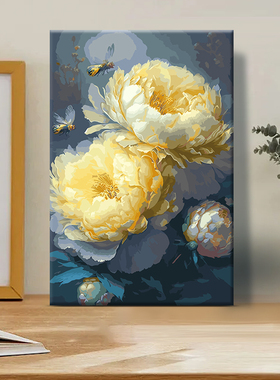 数字油画繁花似锦diy填充画画填色绘画手工手绘T肌理画丙烯油彩画