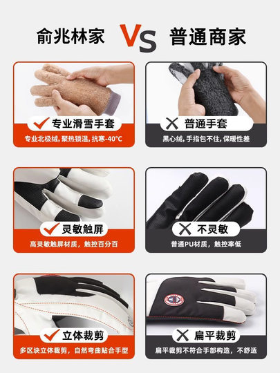 Yu Zhaolin Winter Ski Handschuhe Touchscreen-Motorrad sowie Samtwärme und dicker Fahrradwinddicht und Anti-Rutsch im Freien Regendicht