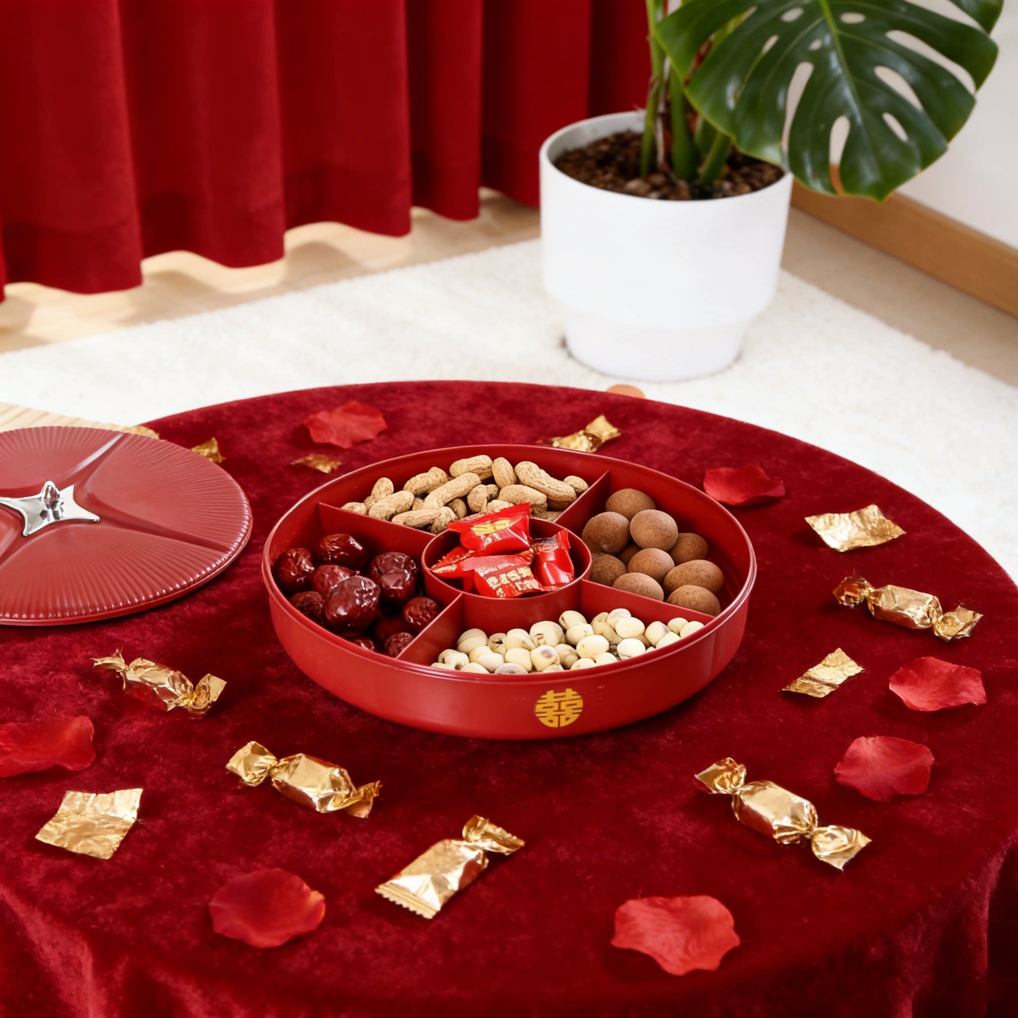 果盘点心盘坚果糖果分层多格客厅茶几家用新年结婚专用乔迁之喜盒