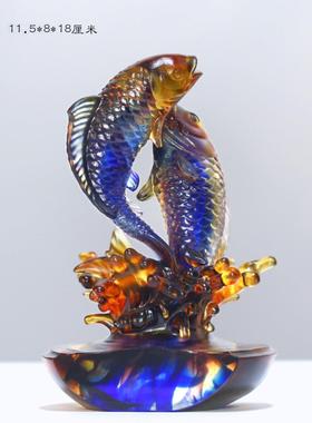 琉璃鱼摆件鸿运上上签居家客厅办公前台桌面摆放乔迁开业商务送礼