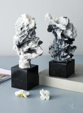 新中式太湖石假山雕塑摆件别墅电视柜玄关书柜抽象假山禅意装饰品