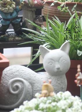 0时尚创意树脂工艺品花园阳台店铺家居装饰摆件白色站猫卧猫