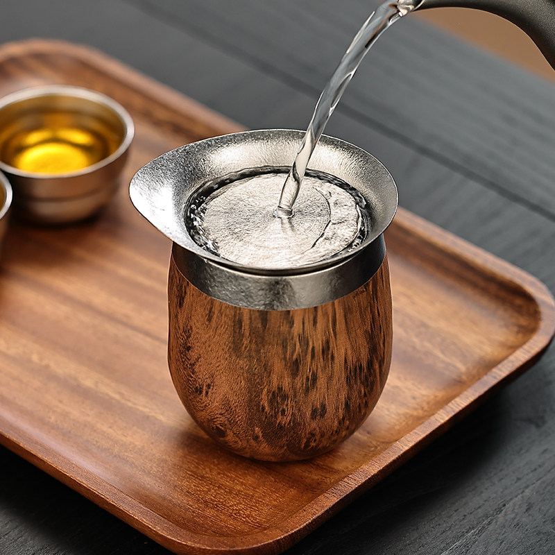 Pure titanium travel tea set Convenient tea cup inside and outside Pure titanium high-end tea set Home tea infuser Camping titanium tea set