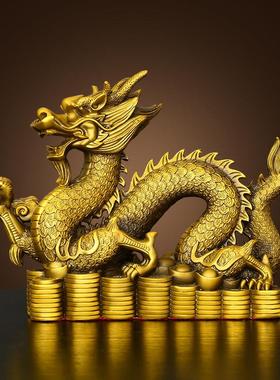 铜龙摆件黄铜聚宝盆龙祥云龙葫芦龙生肖龙家居办公室装饰工艺礼品