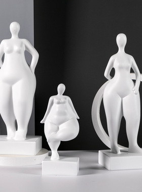 现代胖女创意抽象物雕塑家居客厅酒店橱工艺品摆设