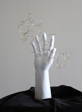 黑白橙色亚克力OK手势摆件创意隔断电视柜酒柜书架样板间软装饰品