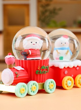 平安夜圣诞火车发光发亮水晶球创意圣诞儿童礼品桌面小摆件装饰品