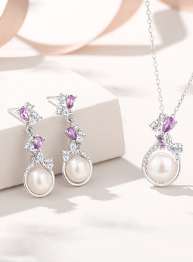 紫藤花珍珠项链女纯银小众