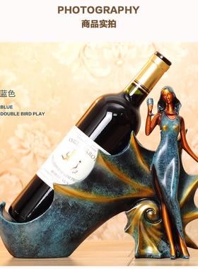 红酒架摆件 酒柜装饰品摆件家用欧式创意酒架酒瓶架现代简约客厅