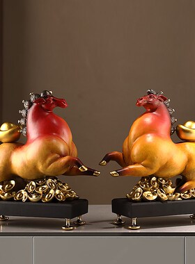 马上有钱办公室摆k件客厅酒柜桌面工艺品马到成功开业礼物高档聚