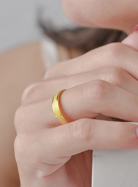 黄金包银满天星素圈戒指礼物