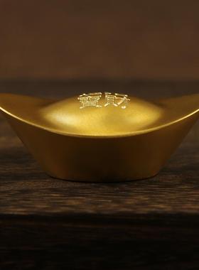 黄铜沙金鎏金元宝逼真金元宝办公家居装饰黄铜抓周道具摆件