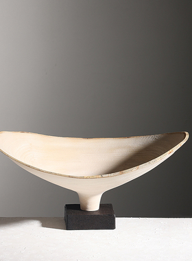 日式现代样板间装饰托盘手工简约侘寂风客厅玄关茶几装饰果盘摆件