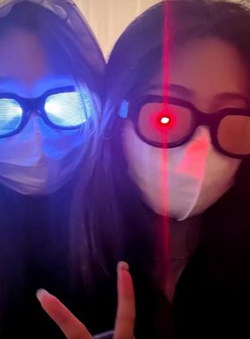 柯南同款发光眼镜搞怪沙雕LED科技红眼特效玩具cosplay二次元道具