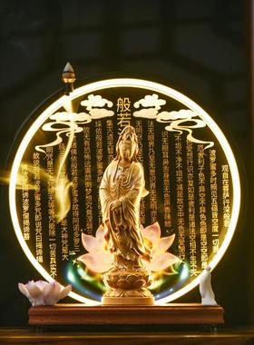 南海观世音菩萨客厅观音供奉投射灯佛像禅意倒流香家用新中式摆件