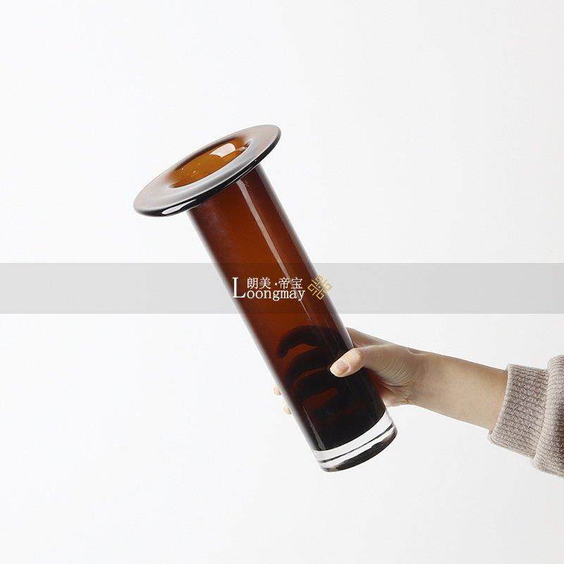 现LMQM-136代简约玻璃花样板间花艺客厅关餐桌玄咖筒色直瓶花器插,淘宝优惠券,粉丝福利购,淘宝优惠卷