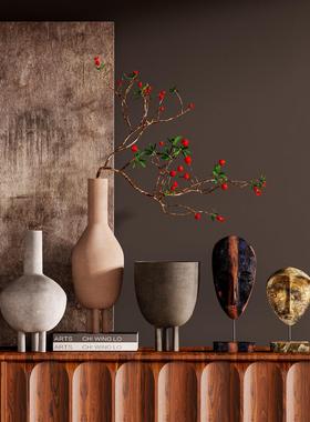 覆古侘寂门风面玄关柜桌组合【木摆件厅样板房进入户陶瓷花客器艺