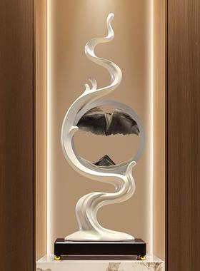 厅现代简约风生起轻奢风流沙画 画高级开感水摆件客办扶摇而上公