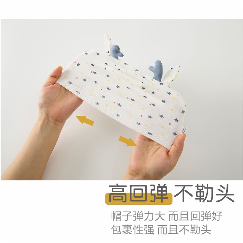 新生儿帽子婴儿胎帽0-4个月初生套头护卤帽秋冬新款双层宝宝胎帽1 - 图1