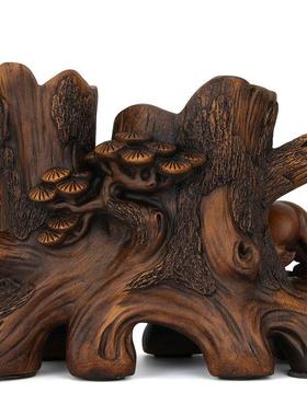 艺尚品 旺财守业双笔筒招财貔貅摆件 办公室桌面摆设实用工艺装饰