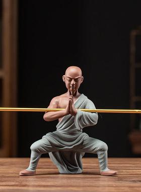 功夫小子陶瓷紫砂摆件中华武术少林武僧人物办公室装饰品家居摆件