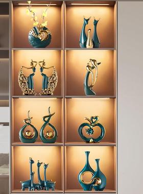 现代轻奢摆件家居饰品客厅电视柜酒柜装饰品欧式桌面陶瓷花瓶摆件