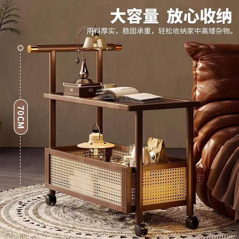 可移动边几收纳中古零食小推车床头柜客厅沙发储物置物架藤编茶几,淘宝优惠券,粉丝福利购,淘宝优惠卷