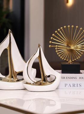 现代轻奢客厅摆件家居饰品电视酒柜书房办公室装饰工艺品一帆风顺