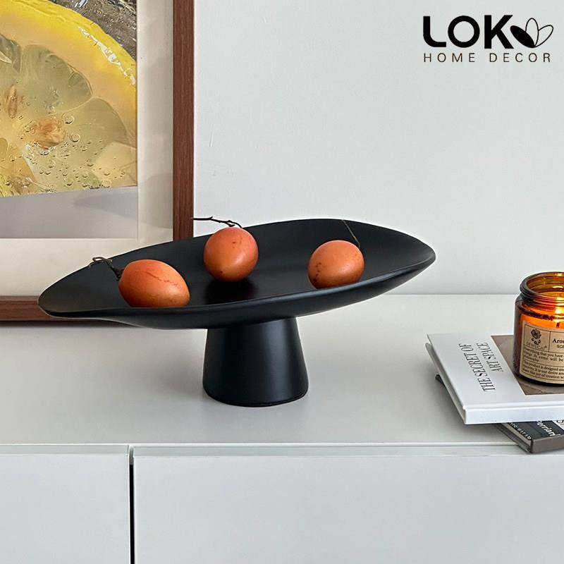 简约黑色陶瓷高脚水果盘甜品点心家用售楼处客厅软装茶几托盘摆件,淘宝优惠券,粉丝福利购,淘宝优惠卷