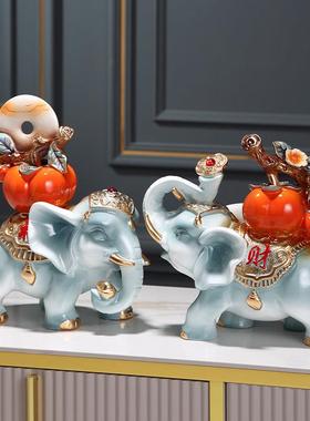 事事如意财福大象摆饰一对创意家居玄关客厅电视柜轻奢高档装饰品