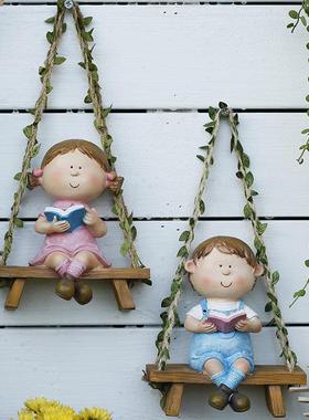 创意个性小号摆件可爱垂吊秋千吊件壁饰阳台庭院装饰花园桌面布置