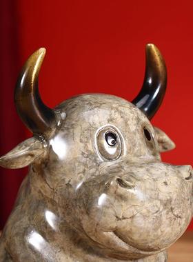 家居工艺品客厅桌面萌牛摆设 牛萌萌 办公桌艺术装饰品铜牛摆件
