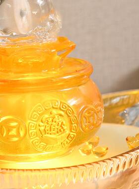 元宝聚宝盆流水生财进宝风水轮水晶球摆设客厅前台开 业乔迁送礼