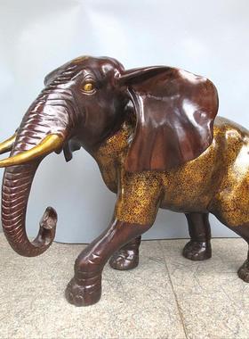 纯铜大象吉祥如意大象吸水招财镇宅吸财象门厅客厅铜器摆件大号