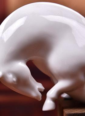 东方泥土 陶瓷唐马马摆件 新中式客厅书房书架博古架装饰小工艺品