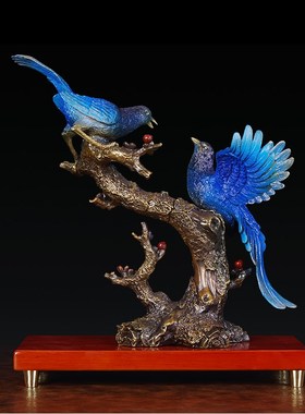 黄铜喜鹊摆件喜上眉梢喜庆结婚送礼品创意乔迁新居婚房客厅装饰品