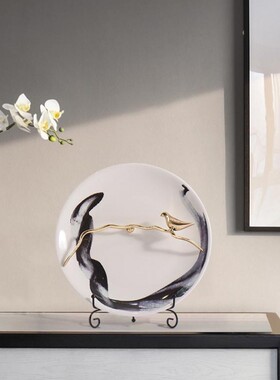 新中式摆盘摆件陶瓷看盘家居饰品酒柜客厅玄关博古架工艺品装饰品