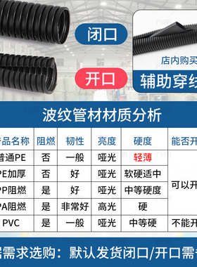 塑料波纹管PE加厚PP阻燃尼龙电缆线束保护套线螺纹管开口穿线软管