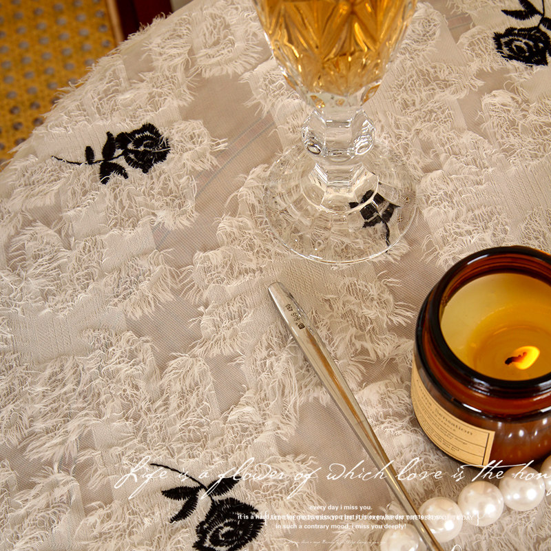 法式复古小香桌布氛围刺绣玫瑰圆桌方桌盖巾茶几台布中古风装饰罩,淘宝优惠券,粉丝福利购,淘宝优惠卷