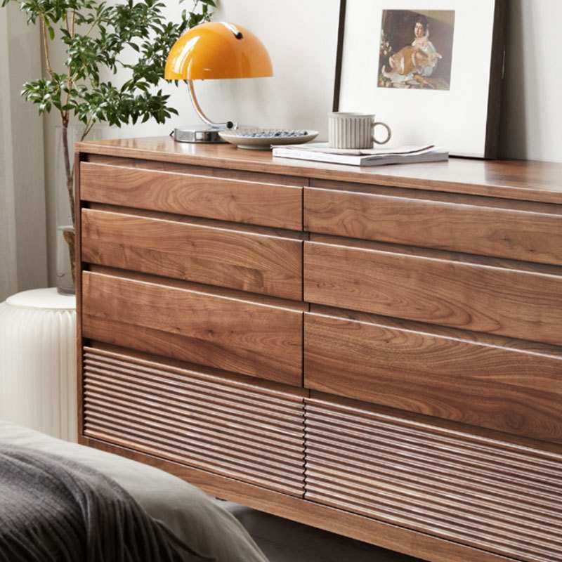 源头工厂北欧实木家具客厅储物柜现代简约日式原木黑胡桃木八斗柜,淘宝优惠券,粉丝福利购,淘宝优惠卷