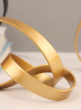 金属铁艺缠绕工艺品北欧轻奢创意家居客厅办公桌面玄关软装饰摆件