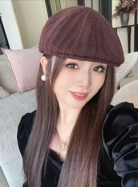 秋冬韩系女针织保暖显脸小前进帽